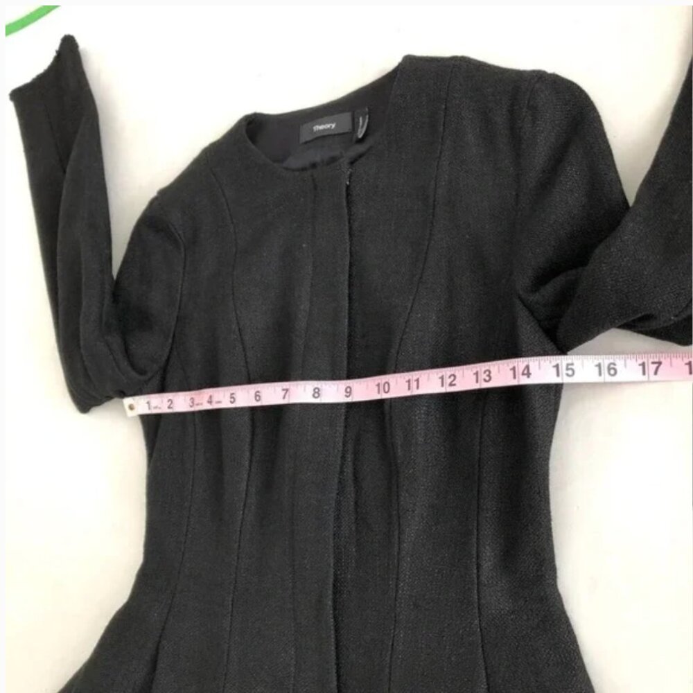 Theory Movement Black Canvas Tweed Peplum Blazer Jacket - Picture 13 of 16
